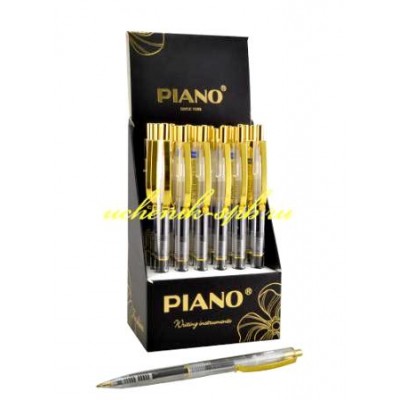 Ручка PIANO-009 шариковая автомат. прозрач.корп-золото.масляная (24 шт/уп)